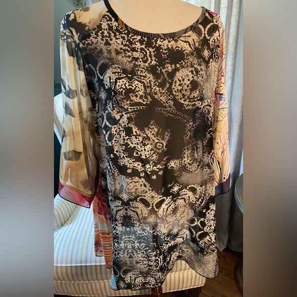 Vintage Carol Turner Sheer Abstract Print Reversible Tunic, Size M (10-12)* - Picture 2 of 7